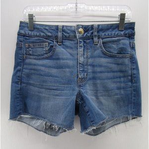 American Eagle Shorts 8 Hi-Rise Shortie Stretch Raw Hem AEO Denim